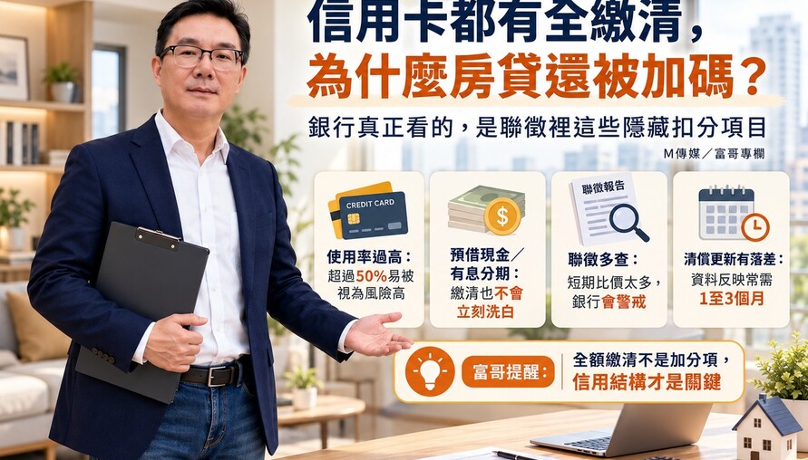 信用卡每月全繳清，銀行卻嫌風險高！他揭聯徵報告中的隱藏扣分項目