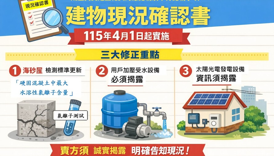 買房不怕買到海砂屋！新版成屋契約4月上路，三項關鍵資訊強制揭露
