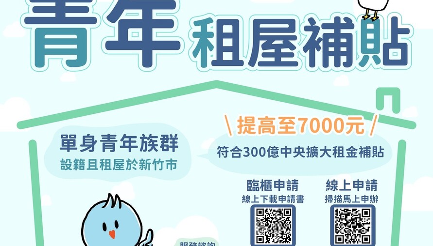 新竹市青年租金補貼再加碼！每戶從6千漲到7千，線上申請更便民