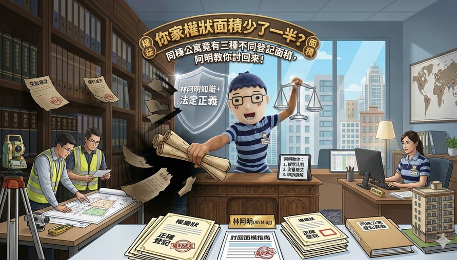 「你家權狀面積少了一半？同棟公寓竟有三種不同登記面積，阿明教你討回來！」