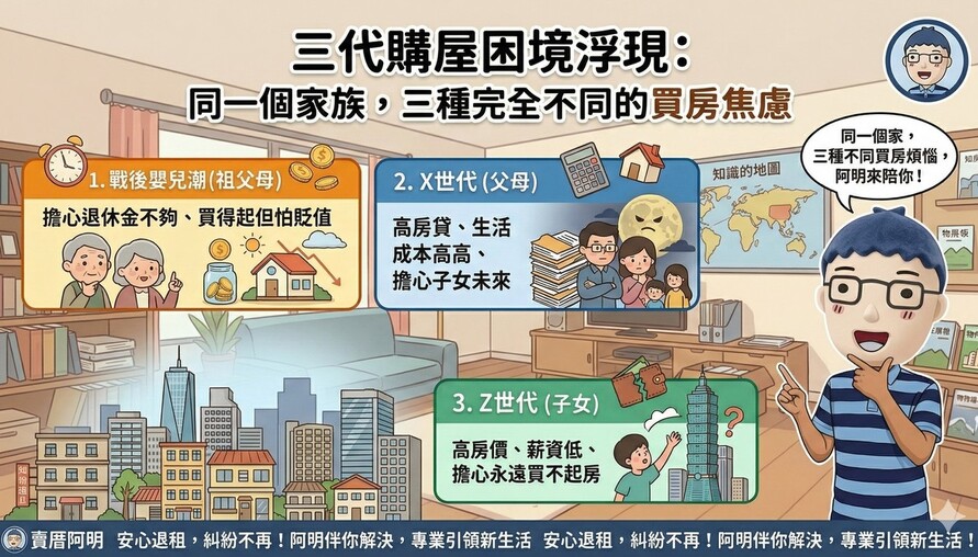 三代同堂卻活在三種房市！長輩談資產、中生代談壓力、年輕人談門檻，誰的答案才是對的？