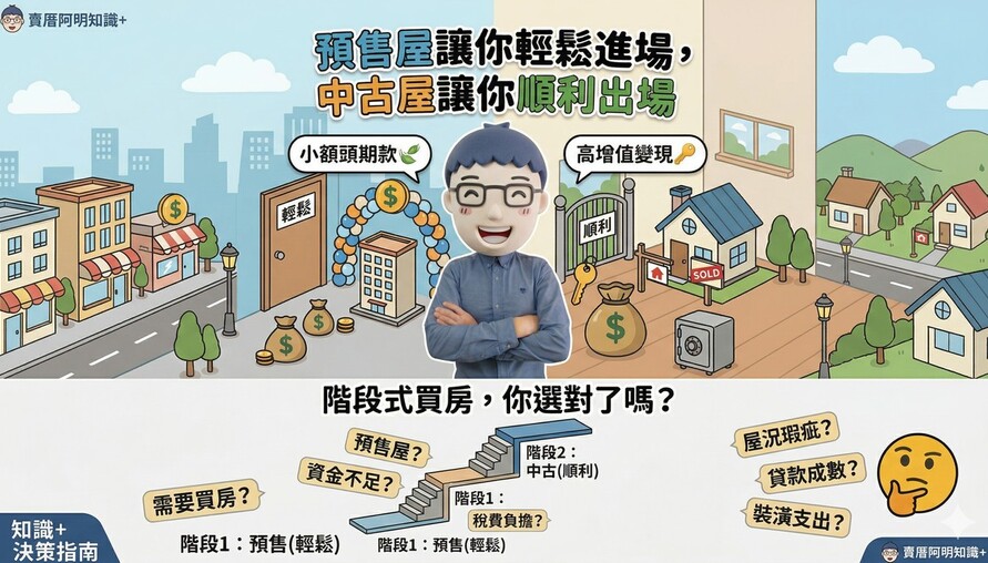 預售屋讓你輕鬆進場，中古屋讓你順利出場 階段式買房，你選對了嗎？