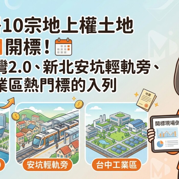 國產署10宗地上權土地6月1日開標！高雄亞灣2.0、新北安坑輕軌旁、台中工業區熱門標的入列
