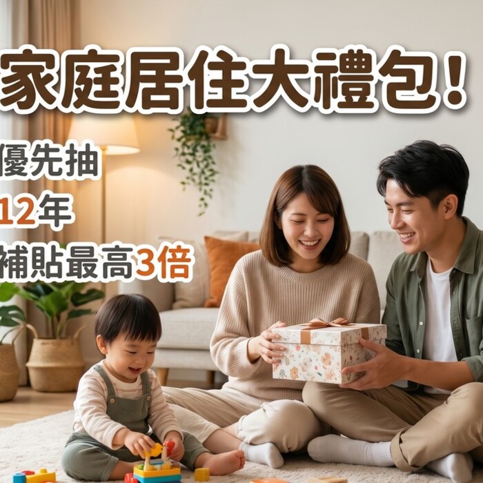 婚育家庭居住大禮包！社宅優先抽＋租期12年＋租金補貼最高3倍