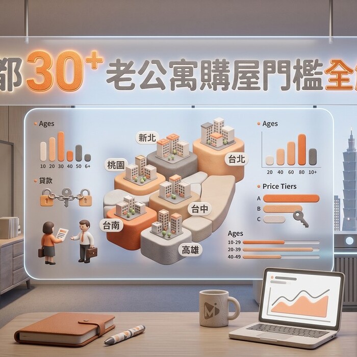 六都30+老公寓購屋門檻全解析｜台北自備款454萬最驚人，台南成數最低僅73%