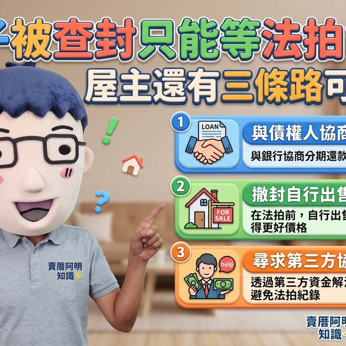 房子被查封只能等法拍？錯！查封到拍定前的黃金空檔，屋主還有三條路可以走