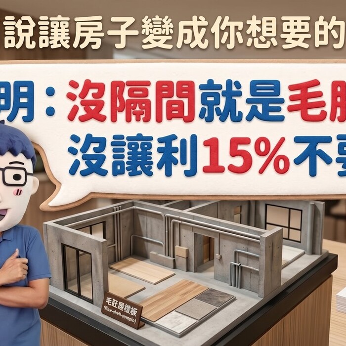 建商說讓房子變成你想要的樣子 阿明：沒隔間就是毛胚屋，沒讓利15%不要買