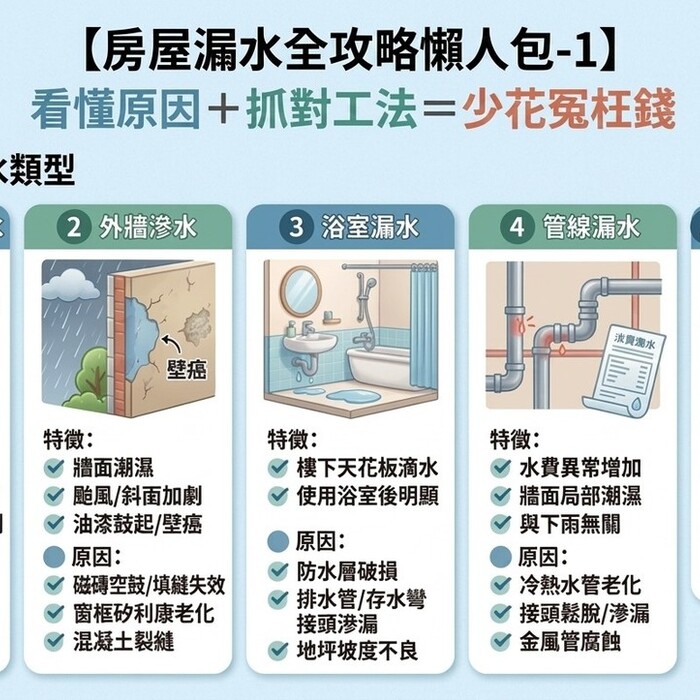 房屋漏水全攻略懶人包：看懂原因＋抓對工法＝少花冤枉錢