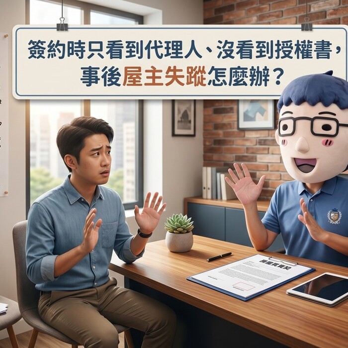 簽約時只看到代理人、沒看到授權書，事後屋主失蹤怎麼辦？