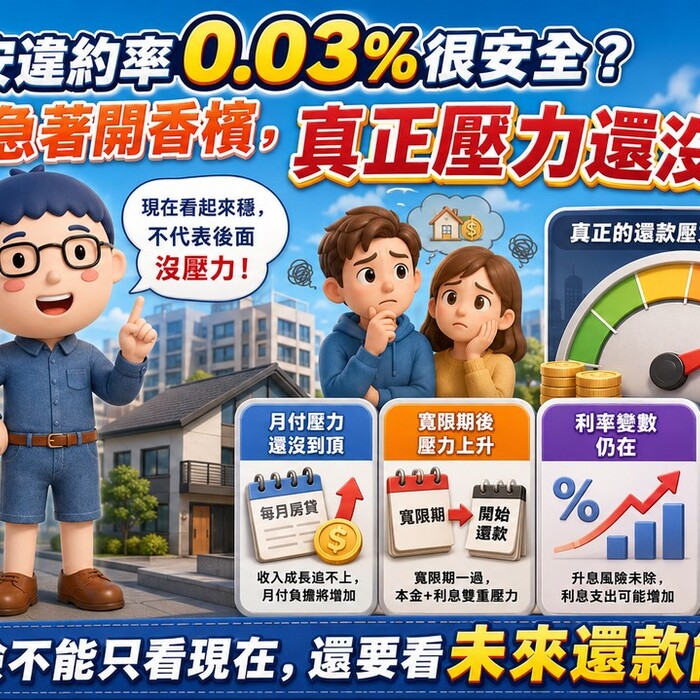 新青安違約率0.03%很安全？賣厝阿明：別急著開香檳，真壓力還沒開始