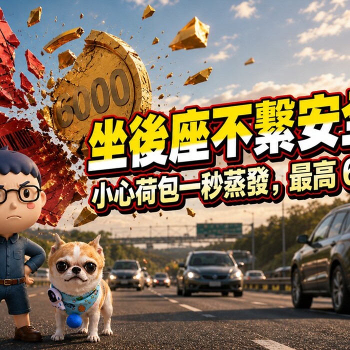 坐後座不繫安全帶？小心你的荷包一秒蒸發，最高 6000 元！