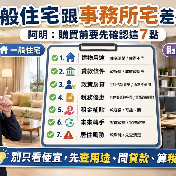 一般住宅跟事務所宅差在哪？阿明：購買前要先確認這七點