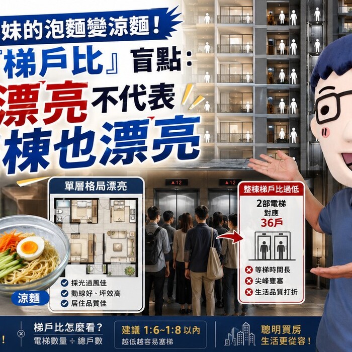 張君雅小妹的泡麵變涼麵！阿明揭「梯戶比」盲點：單層漂亮不代表整棟也漂亮