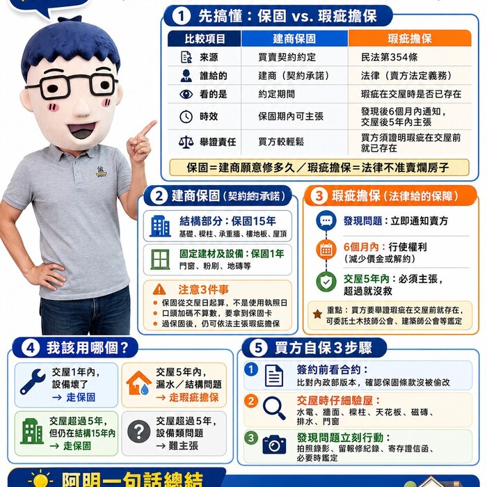 建商​​​​​​​保固、瑕疵擔保一次搞懂，保固與瑕疵擔保懶人包
