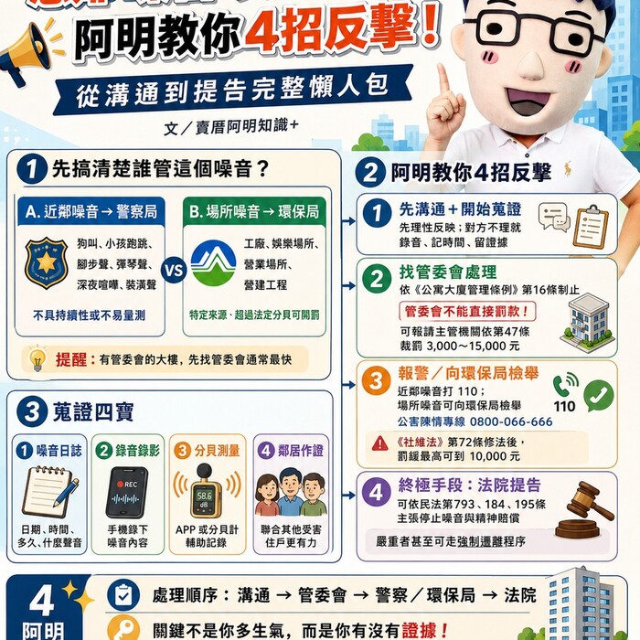 惡鄰噪音吵到崩潰？阿明教你4招反擊！從溝通到提告完整懶人包