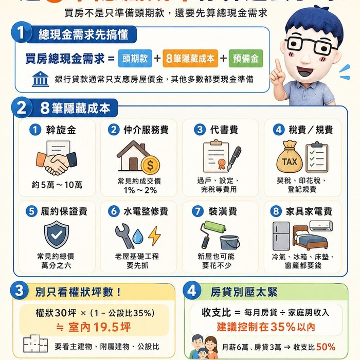 2026 買房懶人包｜除了頭期款，這8筆隱藏成本你算進去了嗎？