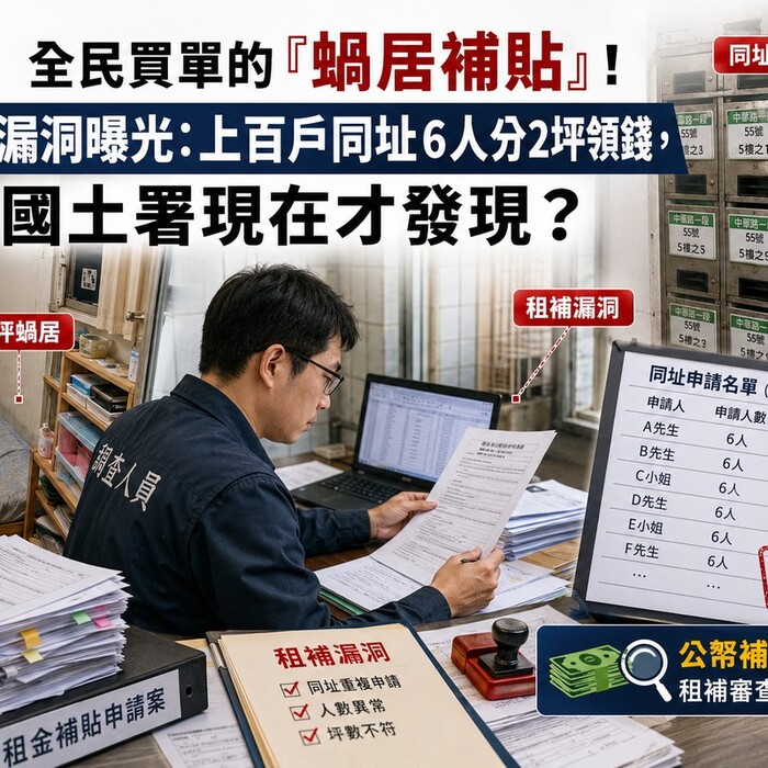 全民買單的「蝸居補貼」！租補大漏洞曝光：上百戶同址6人分2坪領錢，國土署現在才發現？