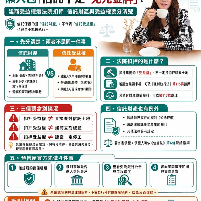 信託不是「免死金牌」！建商受益權遭法院扣押，買預售屋要注意什麼？