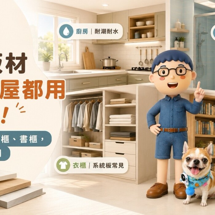 裝修板材怎麼選？廚房、浴室、衣櫃、書櫃不能全部用同一種
