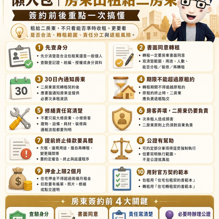懶人包 房東出租給二房東懶人包！簽約前後重點一次搞懂
