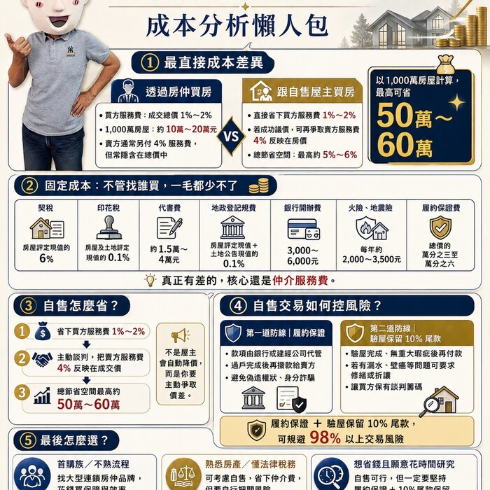 跟房仲買房 vs 跟自售屋主買房｜成本分析懶人包