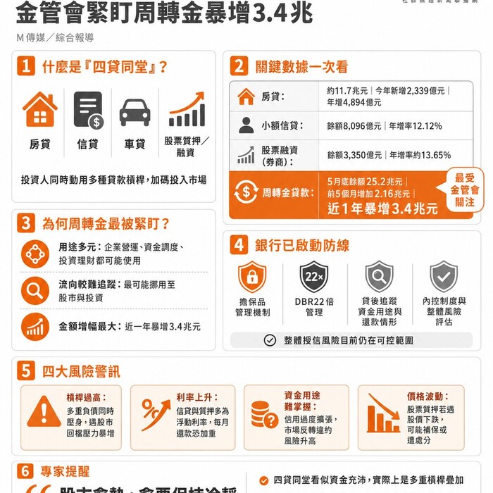 「四貸同堂」槓桿全開 金管會緊盯周轉金暴增3.4兆