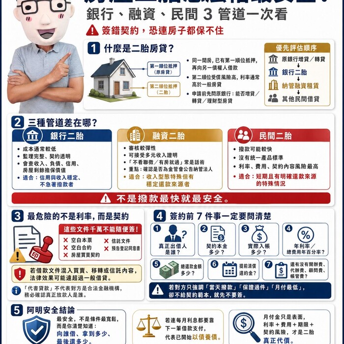 房屋二胎怎麼借最安全？銀行、融資、民間3管道一次看　簽錯契約恐連房子都保不住