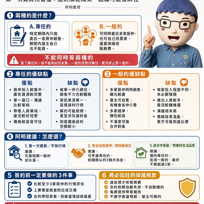 賣房簽約「一般約vs專任約」懶人包｜賣厝阿明 知識+