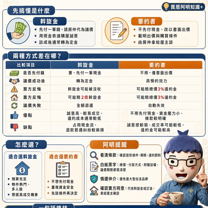 買房出價「斡旋金vs要約書」怎麼選？賣厝阿明一次說清楚！