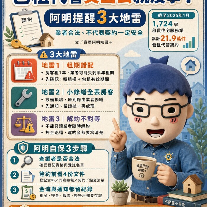 包租代管交出去就沒事？阿明提醒3大地雷：業者合法，不代表契約一定安全
