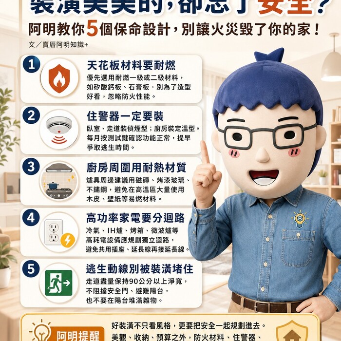 裝潢美美的，卻忘了安全？阿明教你5個保命設計，別讓火災毀了你的家！