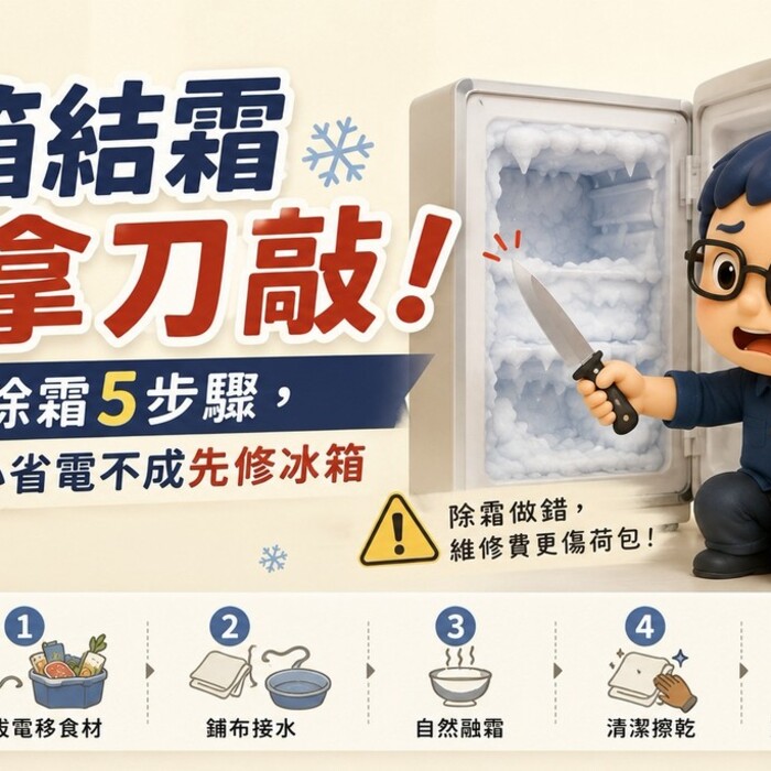 冰箱結霜別拿刀敲！安全除霜5步驟，做錯小心省電不成先修冰箱