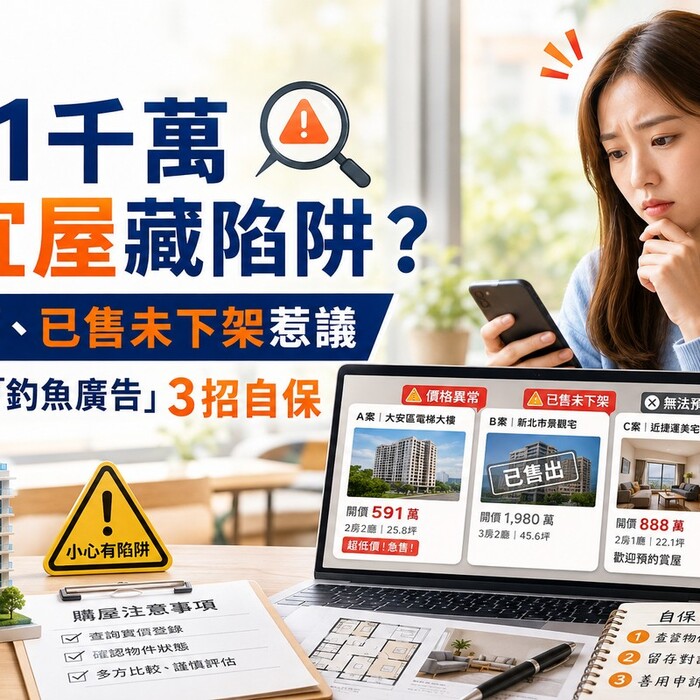 591千萬便宜屋藏陷阱？標低價、已售未下架惹議　買房族遇「釣魚廣告」3招自保