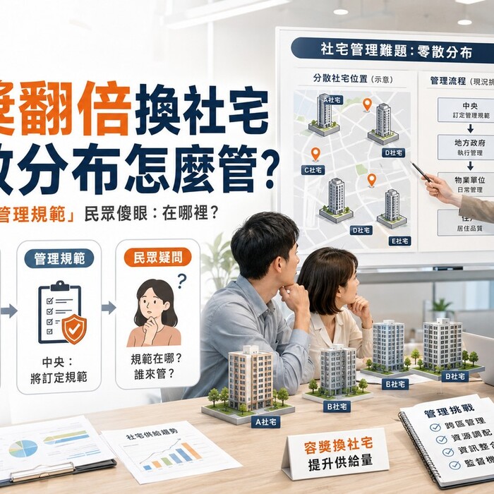 民眾傻眼 在哪裡? 容獎翻倍換社宅 零散分布怎麼管？中央會「訂定管理規範」