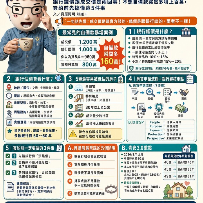 估價貸款懶人包》銀行鑑價跟成交價是兩回事！不想自備款突然多噴上百萬，簽約前先搞懂這5件事