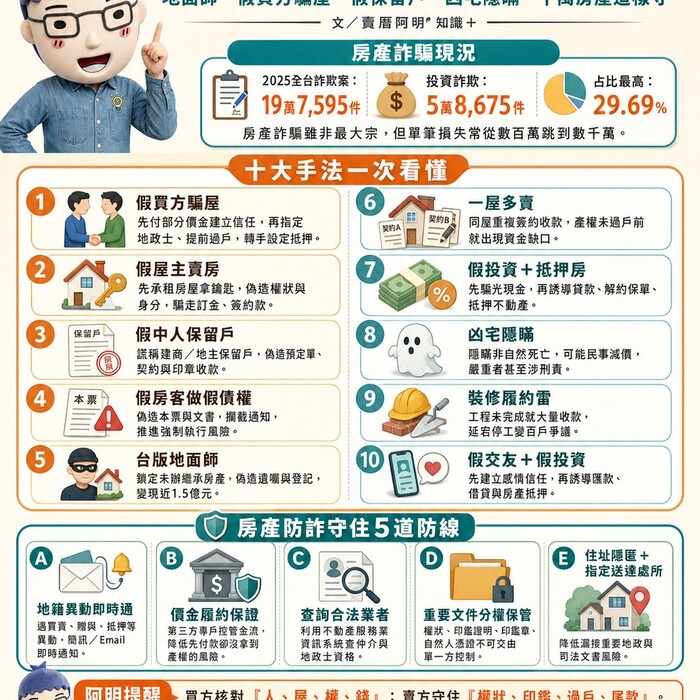 買房十大詐騙與交易陷阱全解析》地面師、假買方騙屋、假保留戶、凶宅隱瞞　千萬房產這樣守