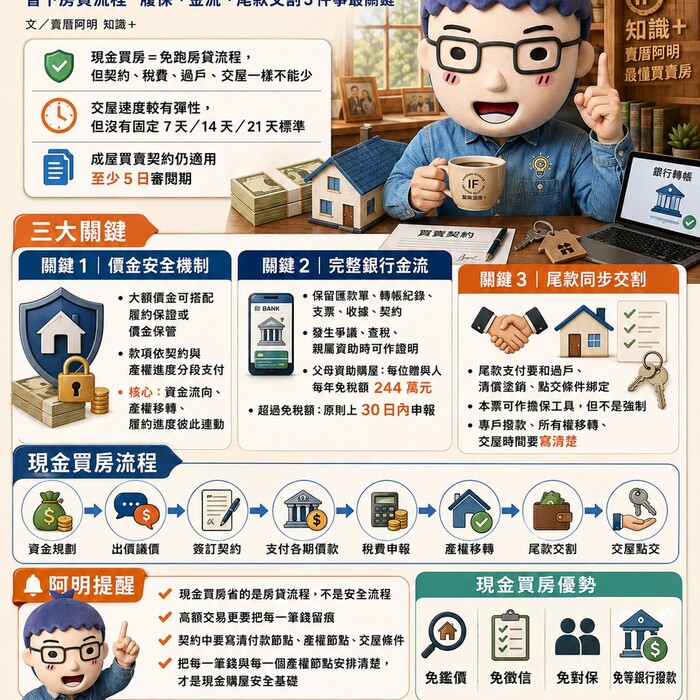 現金買房懶人包》省下房貸流程　履保、金流、尾款交割3件事最關鍵