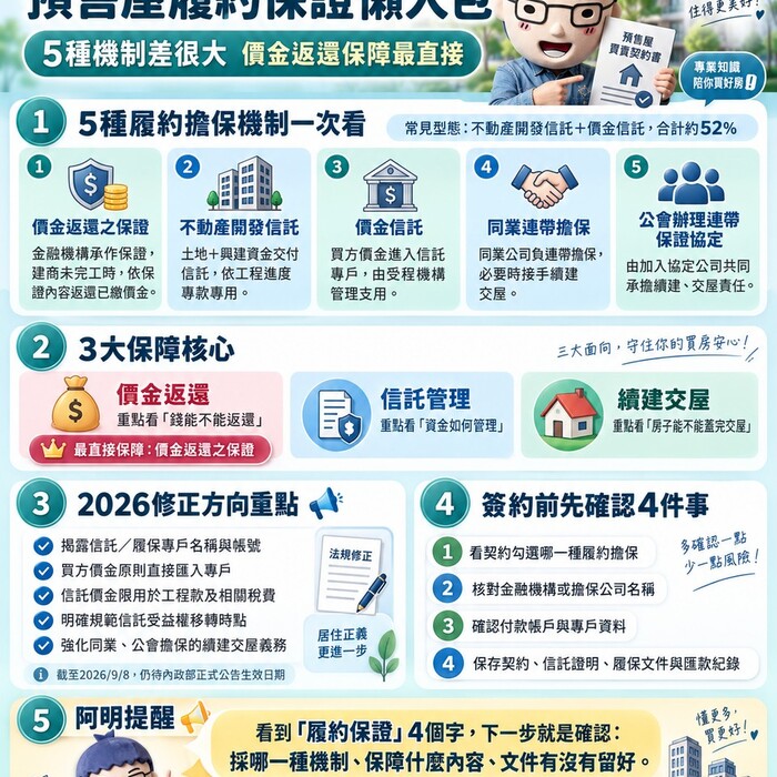 購買預售屋履約保證懶人包｜5種機制差很大　價金返還保障最直接