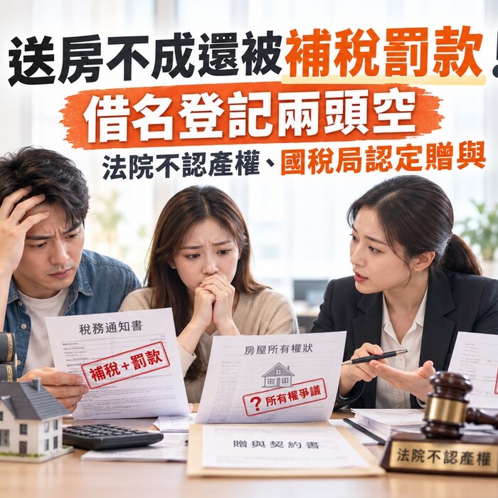 送房不成還被補稅罰款！借名登記兩頭空——法院不認產權、國稅局認定贈與