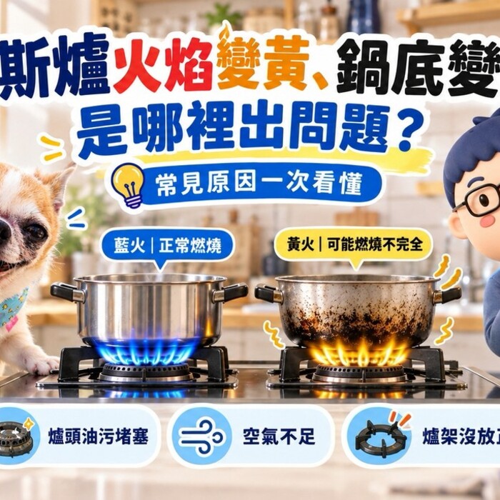 瓦斯爐火焰變黃、鍋底變黑，是哪裡出問題？常見原因一次看懂