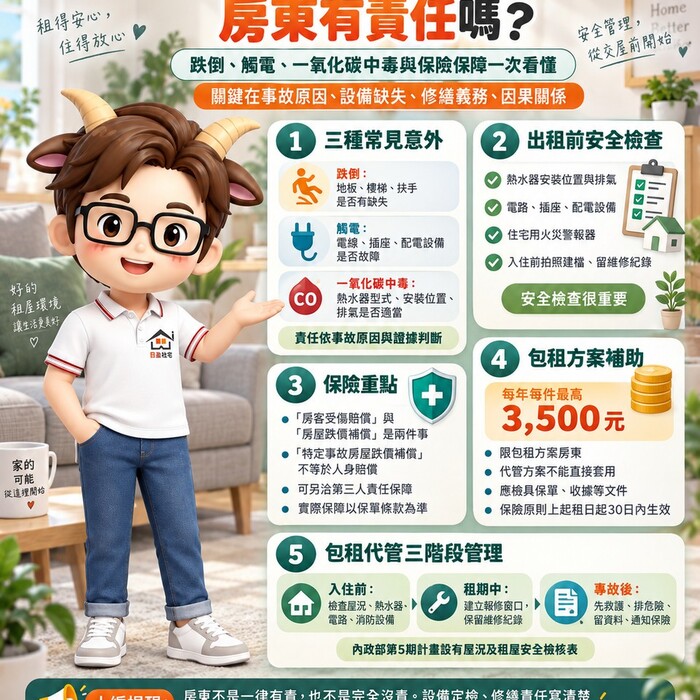 房客在租屋處發生意外，房東有責任嗎？跌倒、觸電、一氧化碳中毒與保險保障一次看懂