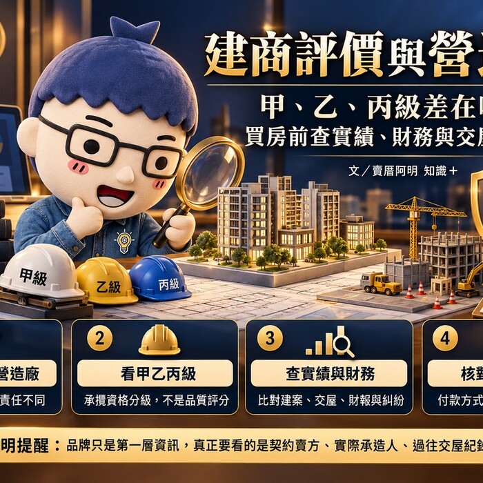 建商評價與營造廠｜甲、乙、丙級差在哪？買房前查實績、財務與交屋紀錄