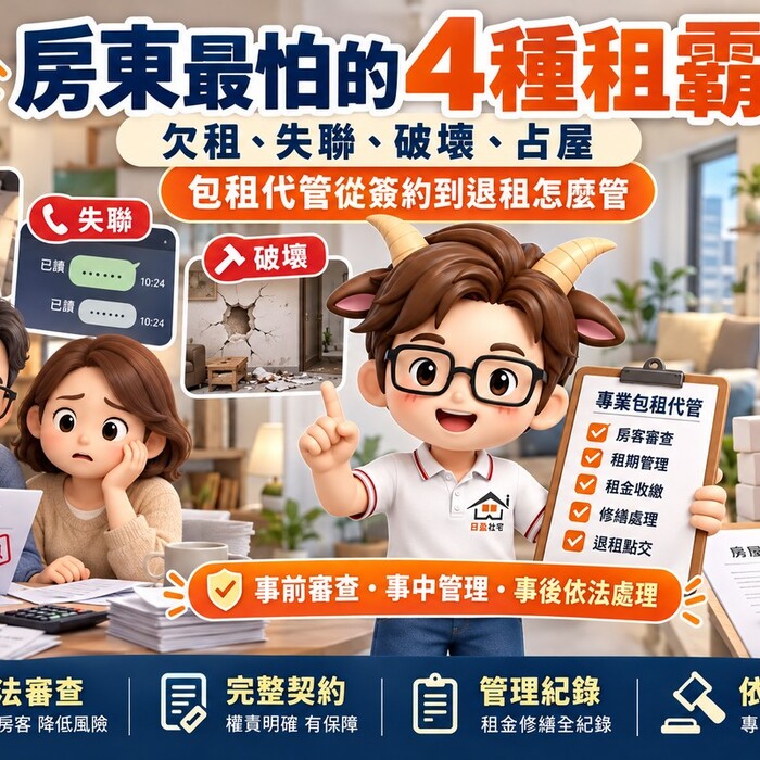 房東最怕的4種租霸｜欠租、失聯、破壞、占屋！包租代管從簽約到退租怎麼管