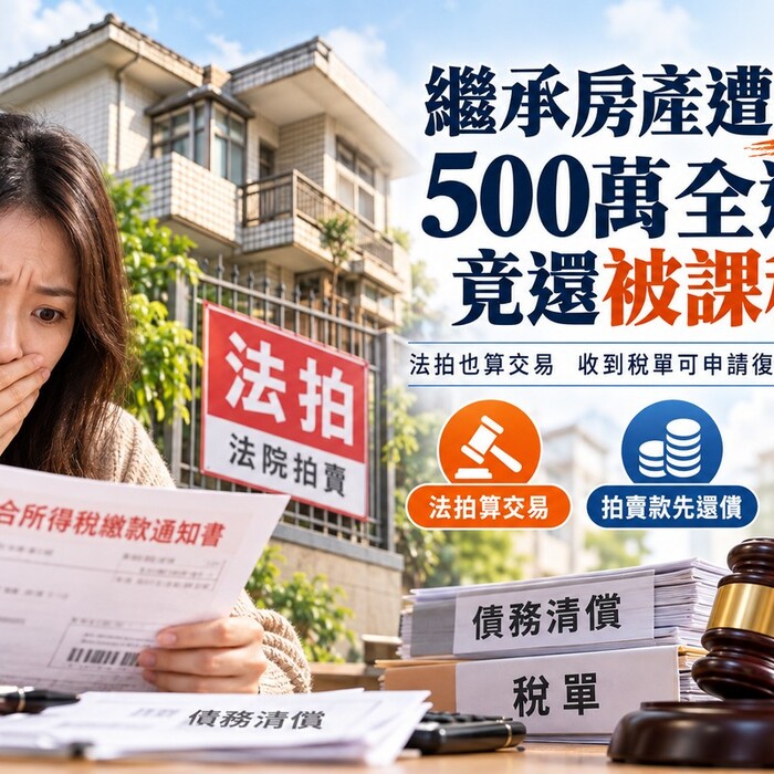 繼承房產遭法拍 500萬全還債竟還被課稅？一次看懂爭議與自保關鍵