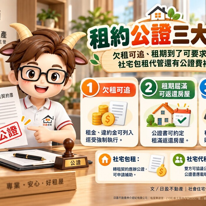 租約公證三大好處｜欠租可追、租期到了可要求返還　社宅包租代管還有公證費補助