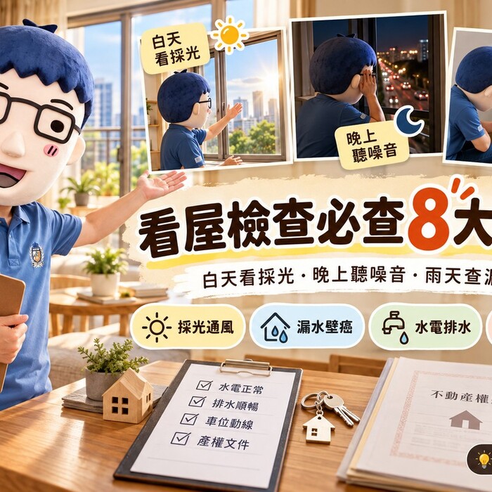 看屋檢查｜白天看採光、晚上聽噪音、雨天查漏水　買房前必查8大重點