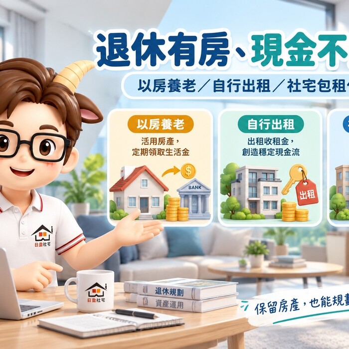 退休有房、現金不夠用｜以房養老、自行出租、社宅包租代管3種現金流一次看