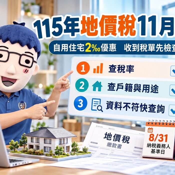 115年地價稅11月開徵｜自用住宅2‰優惠 申請已截止 收到稅單先檢查三件事