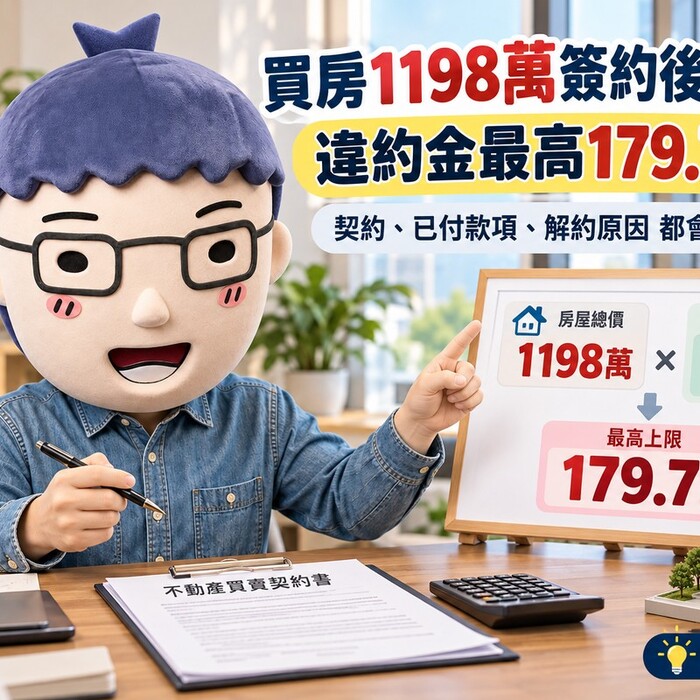 買房1198萬簽約後反悔！違約金最高179.7萬？阿明一張表算清楚