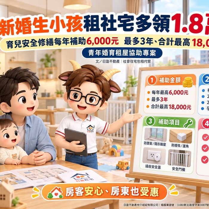 新婚生小孩租社宅多領1.8萬！育兒安全修繕每年補助6千元　專家：房客安心、房東也受惠
